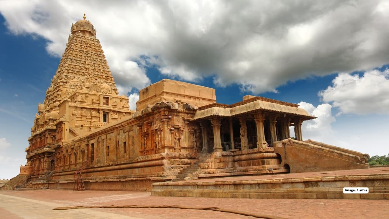 <strong>6. Brihadeeswarar Temple, Thanjavur, Tamil Nadu</strong><br />A thousand years old and still jaw-dropping. Brihadeeswarar is Chola architecture at its proudest—massive, austere, geometric, almost intimidating in its scale. The towering vimana and the giant Nandi stand like guardians of a lost empire that knew its craft too well.