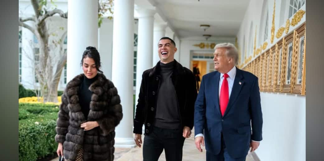 Cristiano Ronaldo receives golden key to White House from President Trump