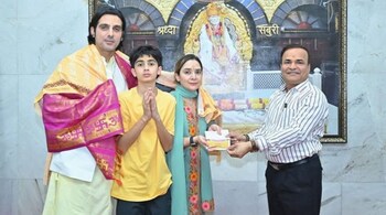 Zayed Khan with wife Malaika and their son during their visit to Shirdi Sai Baba Temple.