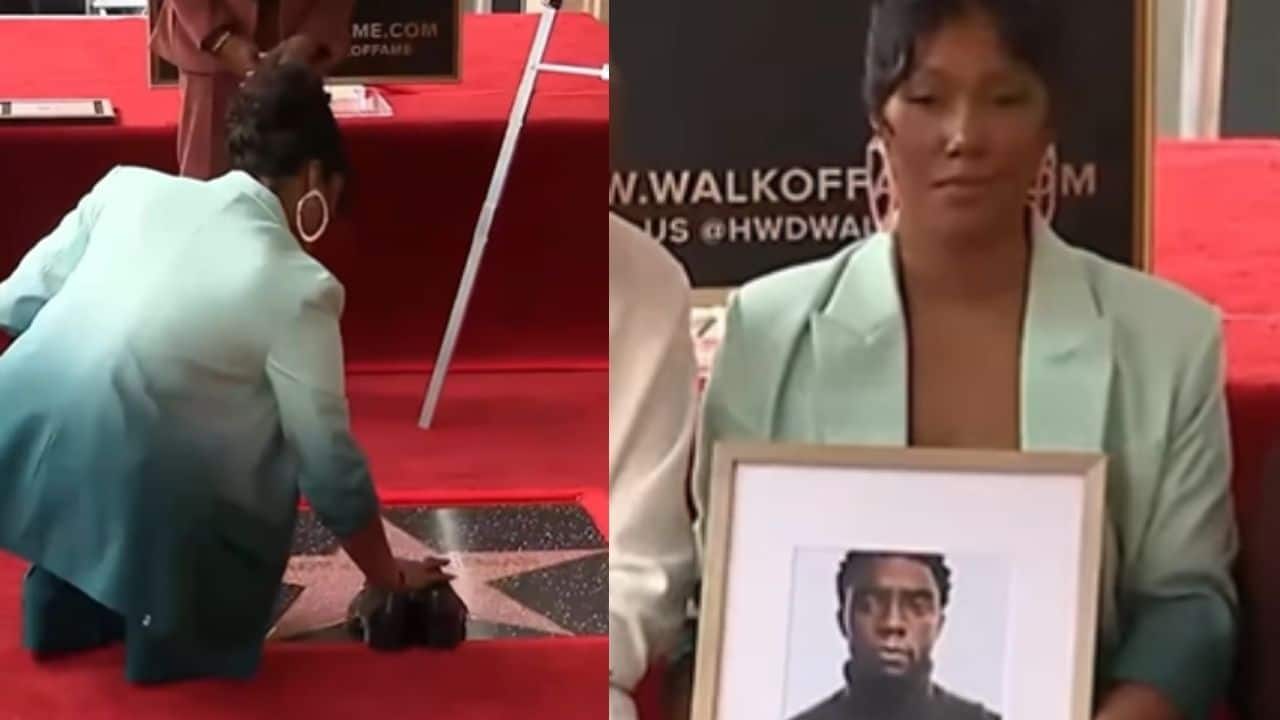 Chadwick Boseman’s family places his shoes at Hollywood Walk of Fame star in emotional tribute, watch