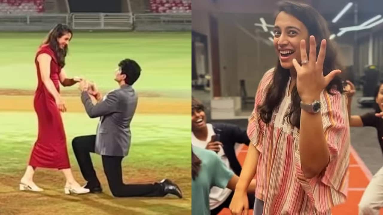 WATCH: Smriti Mandhana announces engagement in Munna Bhai style, Palash Muchhal proposes inside cricket stadium