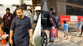 While Taimur walks calmly beside him, Jeh runs ahead with his little arms spread wide, almost as if he is guarding Saif from the cameras trying to capture the moment.