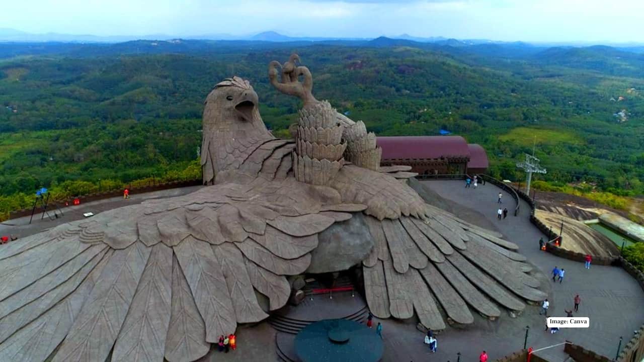 <strong>1. Jatayu Earth’s Center, Kollam</strong><br />Part art installation, part adventure park, Jatayu Earth’s Center is home to the world’s largest bird sculpture — a massive tribute to the mythical Jatayu. Set atop rugged hills in Chadayamangalam, it blends mythology, storytelling and panoramic skywalk views like nowhere else in Kerala.