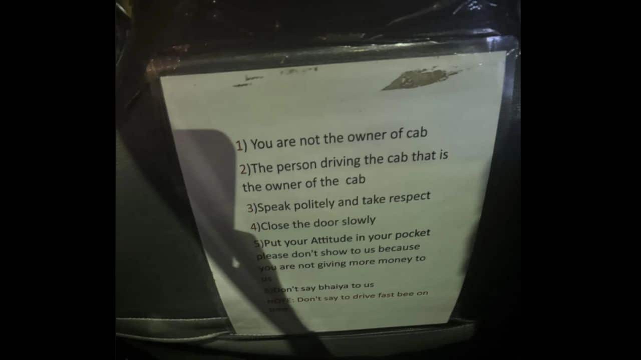 ‘Don’t call me bhaiya’: Bengaluru cabbie’s list of 6 passenger rules goes viral