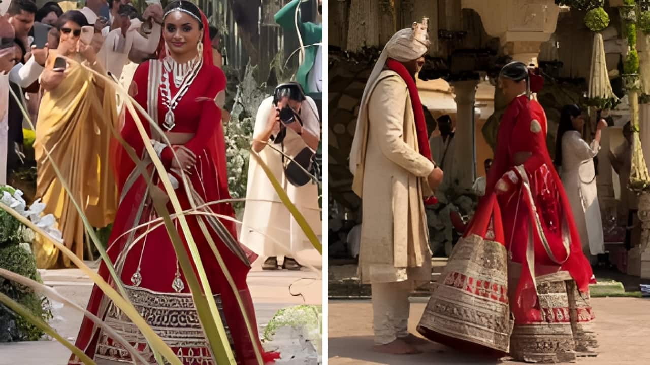 Netra Mantena turns a regal Sabyasachi bride in an all-red lehenga with fine jewellery
