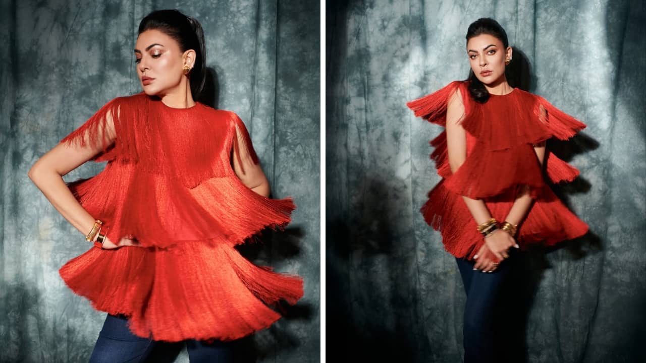 Sushmita Sen turns 50 in style; rocks a playful fringe jacket with denim jeans in new pictures