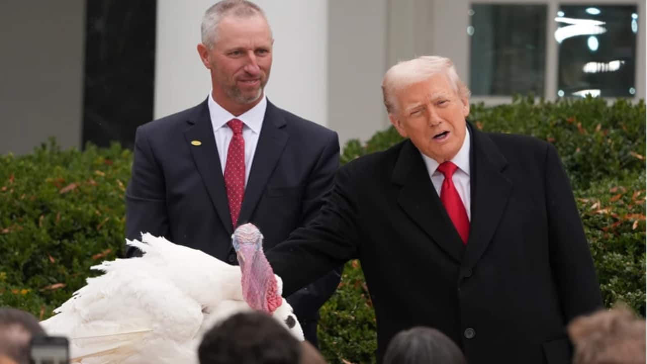 Trump mixes jokes and jabs at annual turkey pardon for ‘Gobble’ and ‘Waddle’ | Watch