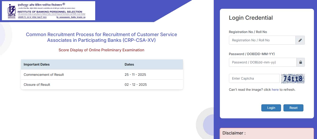 IBPS Clerk Prelims Scorecard 2025 OUT @ ibps.in, direct link here