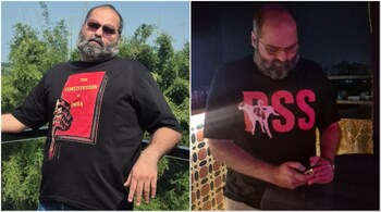 Kunal Kamra decided to address the outrage over his T-shirt (right) with another T-shirt. The recent one featured the Constitution. (Image credit: Kunal Kamra/X)