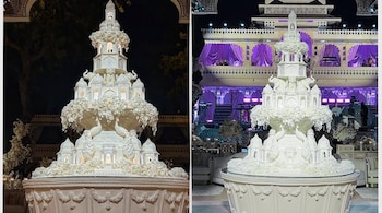 Take a look at this cake that was made in Paris and served in India at the big fat Udaipur wedding
