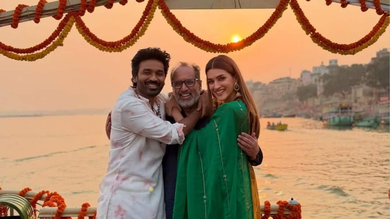 Dhanush, Kriti Sanon and Aanand L Rai attend Ganga Aarti in Varanasi, seek blessings at Kashi Vishwanath