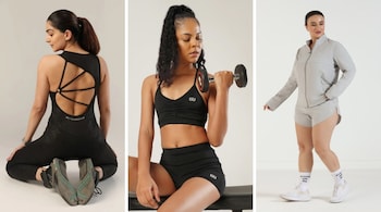 Winter sportswear trends: Full-sleeve crop tops with thumbholes remain functional winter essentials, while zipper bras, cut-outs, and V-neck bralettes offer sculpted lines that frame the shoulders and collarbone with quiet precision (Images: Beyond Bound)