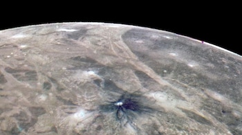 NASA shared a sharp new image of Ganymede, Jupiter’s largest moon (Image: NASA/JPL-Caltech/SwRI/MSSS)