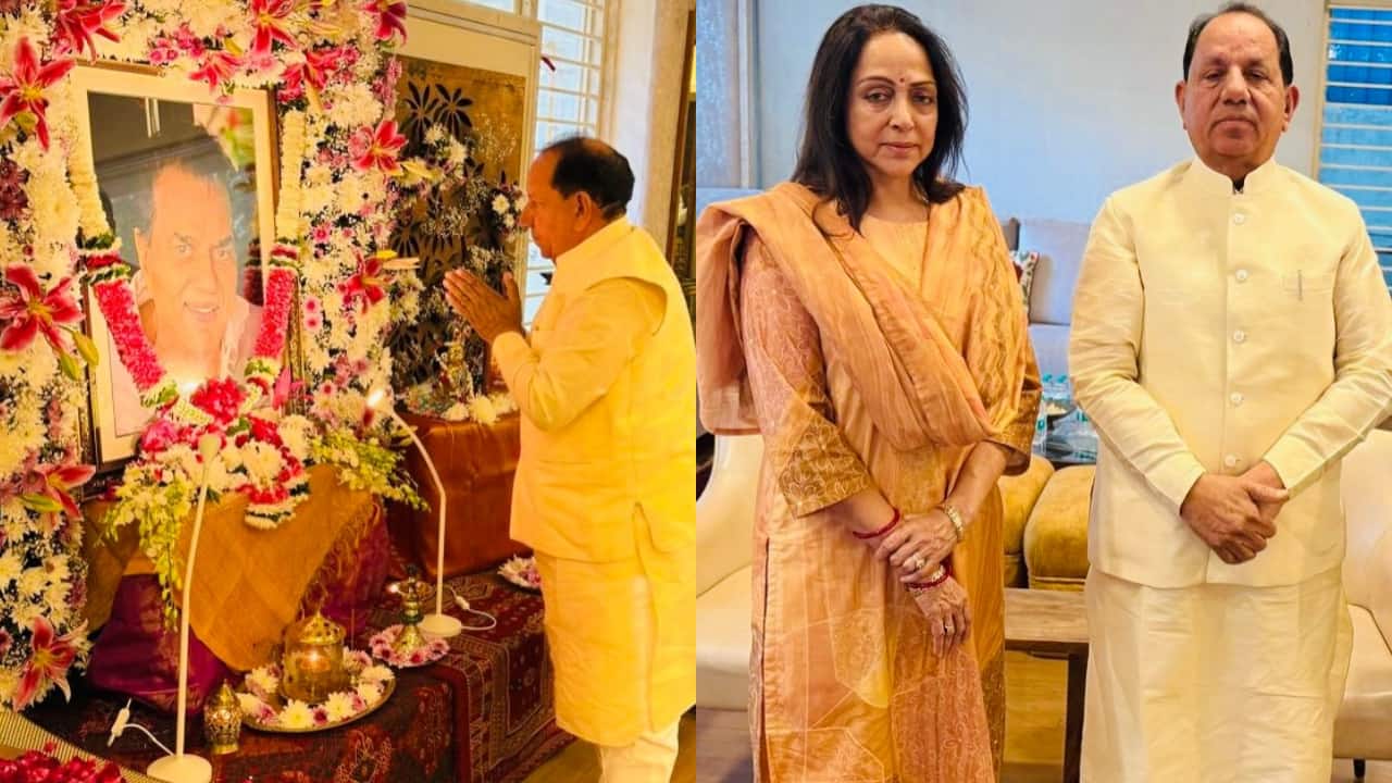 Former Union Minister Subhash Maharia meets Hema Malini, attends prayer meet at Dharmendra’s Mumbai residence