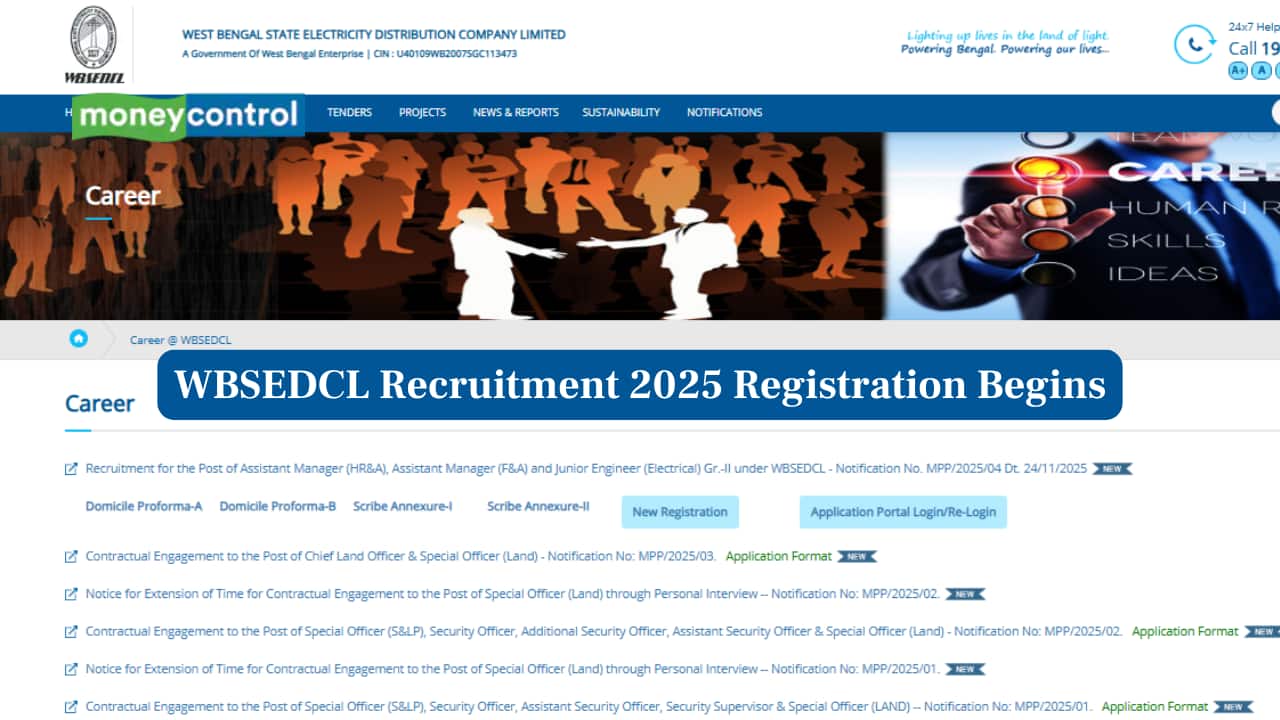 WBSEDCL Recruitment 2025: Registration Begins for 447 Junior Engineer, Assistant Manager Vacancies; Link to Apply Here
