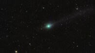 Interstellar Comet 3I/ATLAS brightens after its October perihelion, showing a green coma in Virgo. Visible by telescope, it nears Earth at 270 million km in mid-December during a major observing campaign. (Image: Rolando Ligustri/NASA)