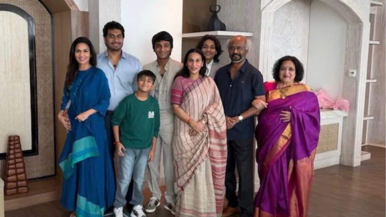 IFFI 2025: Rajinikanth poses with family ahead of the closing ceremony in Goa