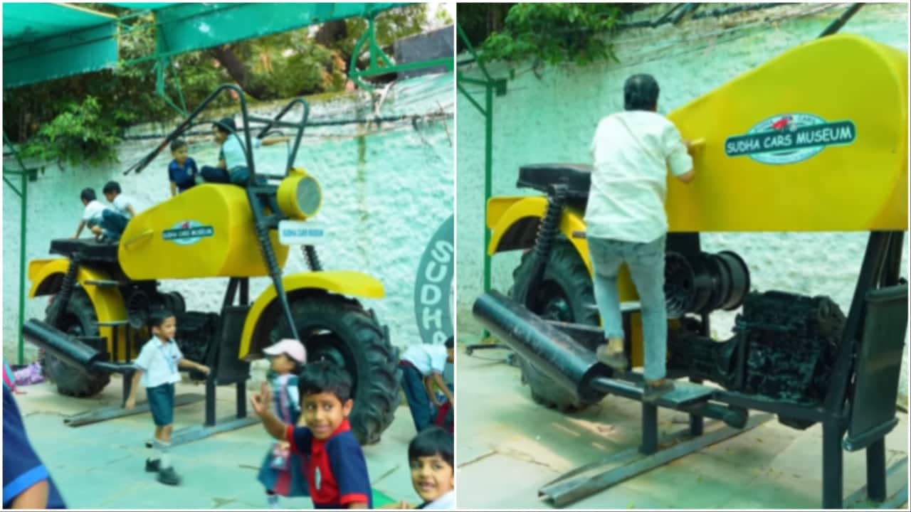 Hyderabad man builds 17-foot bike using tractor wheels. Watch