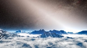 A glowing white haze above the horizon around star Kappa Tucanae A (Image: ESO/L. Calçada)