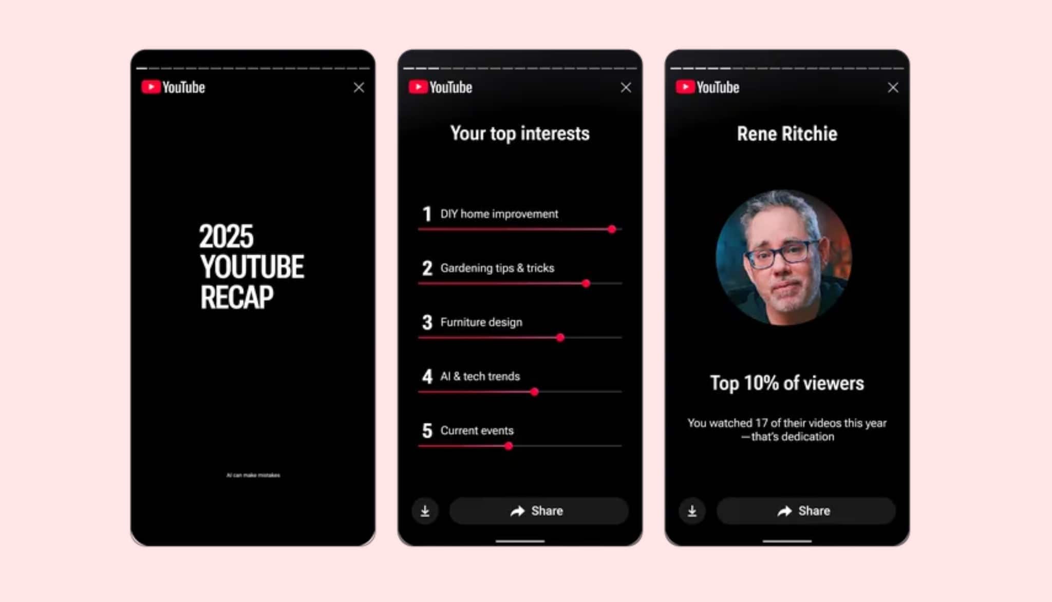 YouTube Recap 2025 is now live with personalised viewing cards and new personality insights