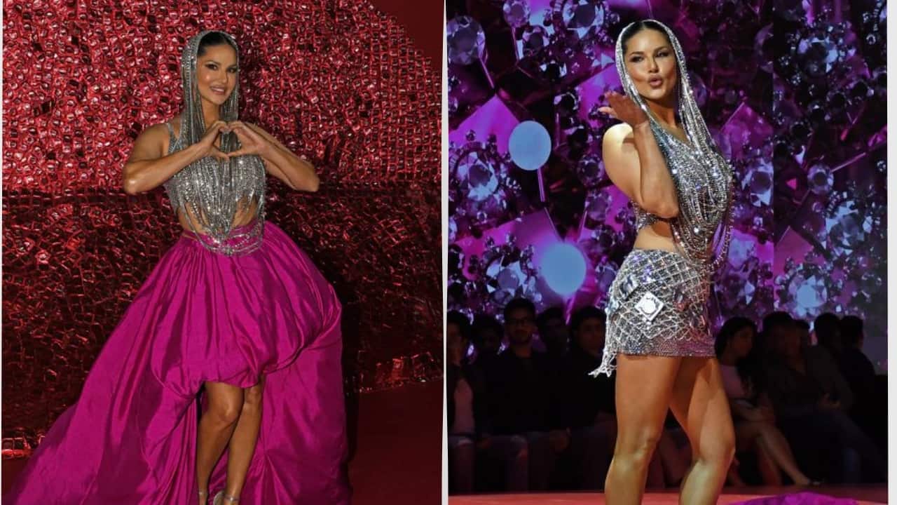 Sunny Leone wore a silver mini dress with condoms placed on it; Check out fashion show clip