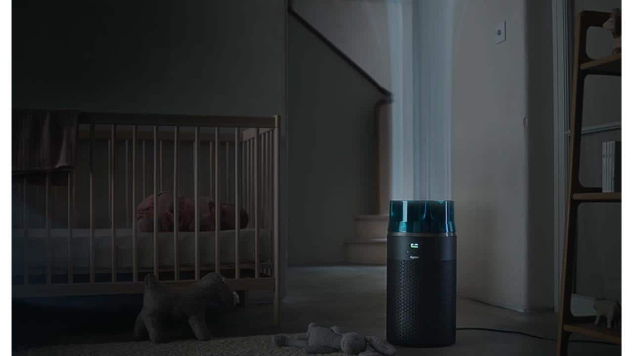 The purifier marks a major design shift from Dyson’s loop-based Air Multiplier to a sculptural HushJet entrainment nozzle for stronger airflow projection.