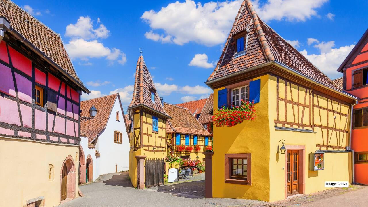4. Eguisheim – Circular Village Charm A short drive from Colmar, Eguisheim is a circular village that enchants with its concentric streets, colorful half-timbered homes, and surrounding vineyards. Known as one of France’s most beautiful villages, it is perfect for slow, immersive wandering. Sample local wines at tiny cellars, stroll under flower-laden arches, and feel the quiet, authentic rhythm of rural Alsace.