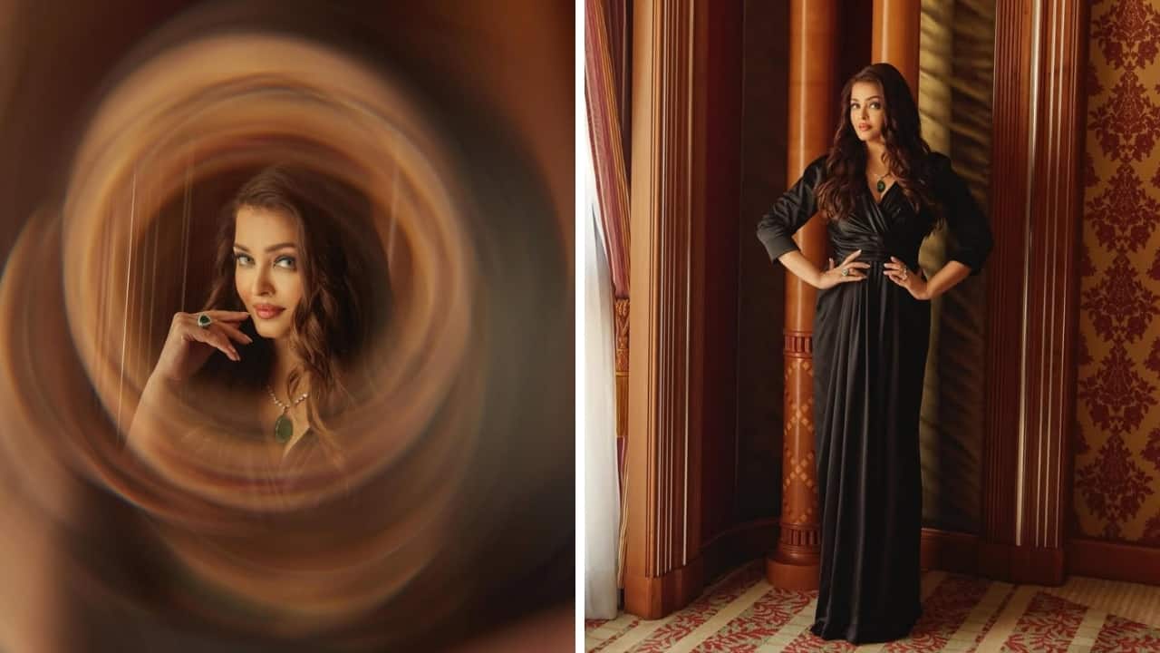 Aishwarya Rai Bachchan makes a solid statement in a black silk gown by Dolce & Gabbana at the Red Sea Film Festival 
