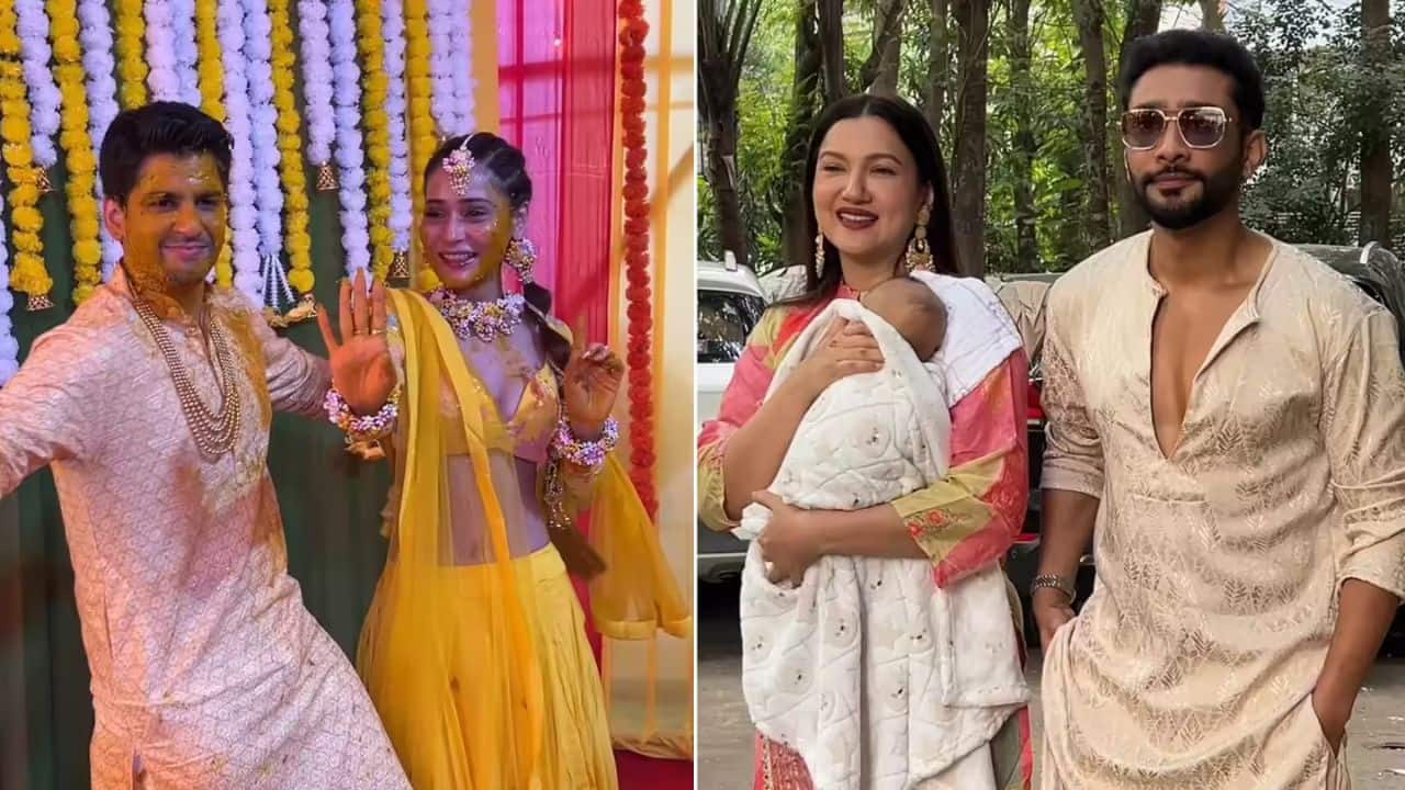 Saaraa Khan and Krish Pathak’s haldi ceremony: Gauahar and Zaid Darbar arrive at the celebration with their newborn son Farwaan
