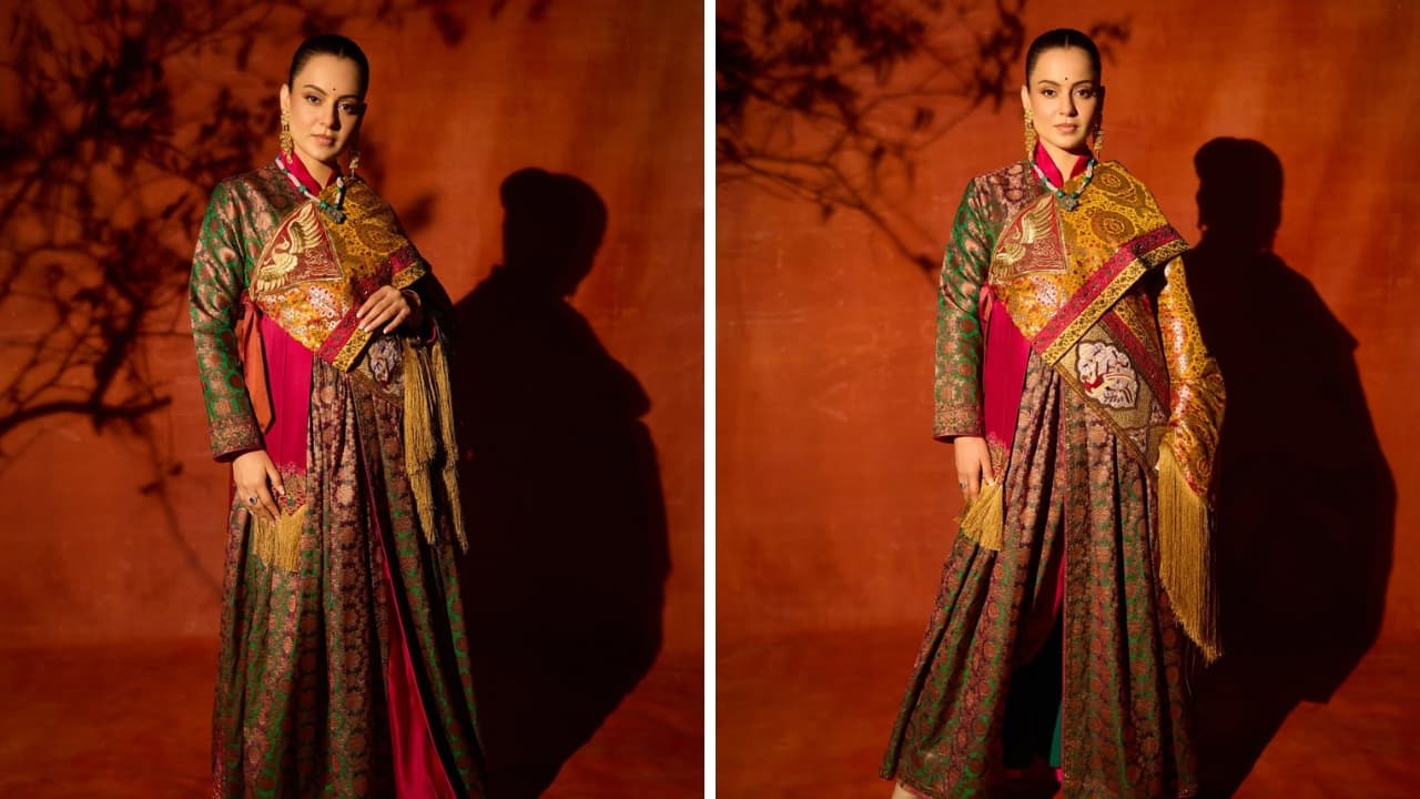 <strong>Classic Kangana Ranaut in Ladakhi attire</strong><br />Kangana is all about celebrating tradition and culture. She wore a mogos-style goncha, a traditional gown/robe in vibrant green brocade, and added a mustard shawl (bok) to attend a wedding. She styled it with traditional jewellery and pointed heels.
