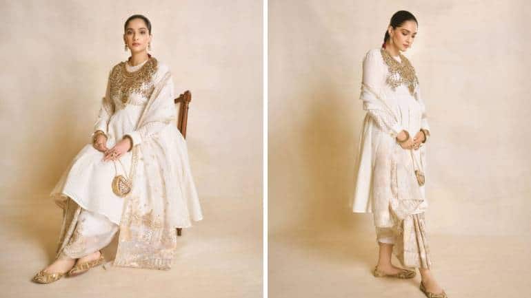 <strong>Sonam Kapoor in Angarakha</strong><br />Sonam’s shaadi season look was hatke, as she chose a Banarasi cut-work silk cotton angarakha (a wrap-style top) in white. It was paired with a stylish draped skirt and dupatta in a matching colour. Her all-gold styling matched the embroidery on her kurta.