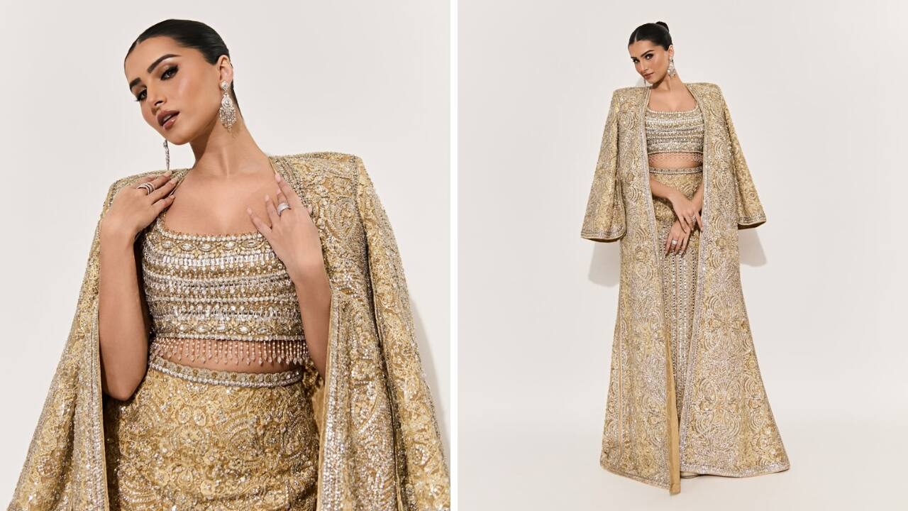 <strong>Tara Sutaria’s jacket and skirt style</strong><br />This season, pair a cropped top with a straight skirt and add a jacket for a structured look like Tara Sutaria. She rocked an intricately embroidered jacket paired with a matching skirt and bustier. The glowing fit is bound to get you attention from all corners.