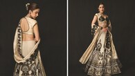 <strong>Shanaya Kapoor’s classic lehenga</strong><br /> Shanaya ditched festive colours for a classic ivory and black Kutch-embroidered lehenga that fitted her beautifully. It was paired with a woven zari Banarasi dupatta and a stylish retro choli. This vintage look with a twist of colours is perfect for the wedding season.