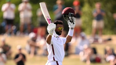 Shai Hope battles eye infection to hit dazzling hundred wearing sunglasses against New Zealand (ICC Photo)