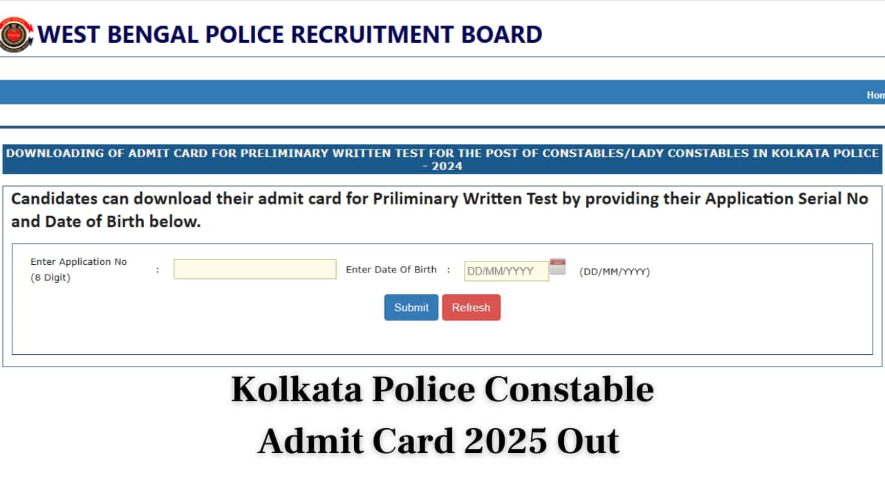 Kolkata Police Constable Admit Card 2025 Out @prb.wb.gov.in; Direct link to download here