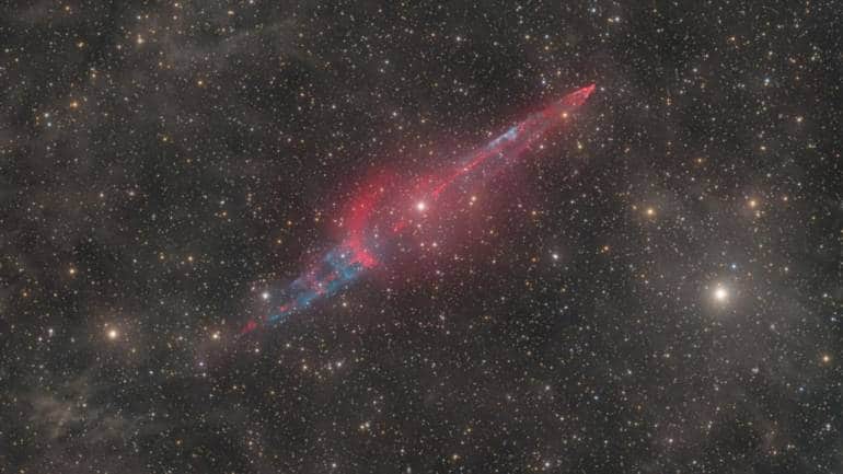 The Bipolar Jets of KX Andromedae, this image shows a blast lasting from binary star KX Andromedae, stunning 19‑light-year bipolar jets emerge, formed as material from a cool giant transfers to a hot B-type companion. (Image: Tim Schaeffer/Deep Sky Collective) The Bipolar Jets of KX Andromedae, this image shows a blast lasting from binary star KX Andromedae, stunning 19‑light-year bipolar jets emerge, formed as material from a cool giant transfers to a hot B-type companion. (Image: Tim Schaeffer/Deep Sky Collective)