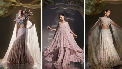 Discover the best winter wedding guest outfits—from pre-draped saris to sleek shararas—plus colour palettes and styling cues (Image: Designer Suneet Varma)