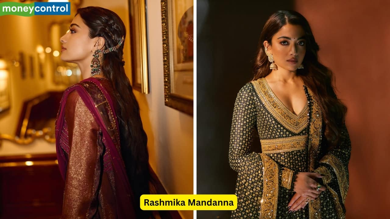 Rashmika Mandanna: Rashmika looks gorgeous in her ear cuff and ear chain jhumkas. Both styles look festive and glamorous and add more sparkle to her Indian outfits. Pick colourful styles like hers to match with your outfits. Rashmika Mandanna: Rashmika looks gorgeous in her ear cuff and ear chain jhumkas. Both styles look festive and glamorous and add more sparkle to her Indian outfits. Pick colourful styles like hers to match with your outfits.