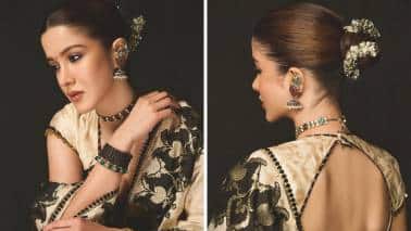 Shanaya Kapoor: She is a beauty in these oxidised silver earrings which elevate her Kutch-embroidered lehenga. The ear cuff style along with the jhumka makes it an exquisite piece. If there’s anything to swear by this wedding season, it’s ear cuff jhumkas. Shanaya Kapoor: She is a beauty in these oxidised silver earrings which elevate her Kutch-embroidered lehenga. The ear cuff style along with the jhumka makes it an exquisite piece. If there’s anything to swear by this wedding season, it’s ear cuff jhumkas.