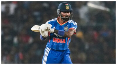 Hardik Pandya playing a shot during the first T20I cricket match between India and South Africa at Barabati Stadium, in Cuttack. (Courtesy: PTI photo)