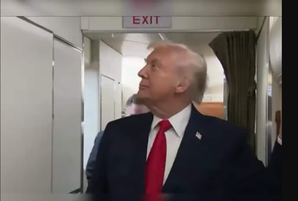 'Somebody’s in there!': Trump jokingly reacts as Air Force One bathroom door swings open on him | Watch