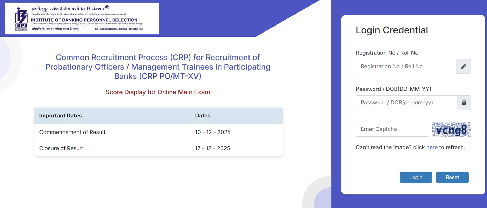 IBPS PO Mains Scorecard 2025 declared @ ibps.in, direct link here