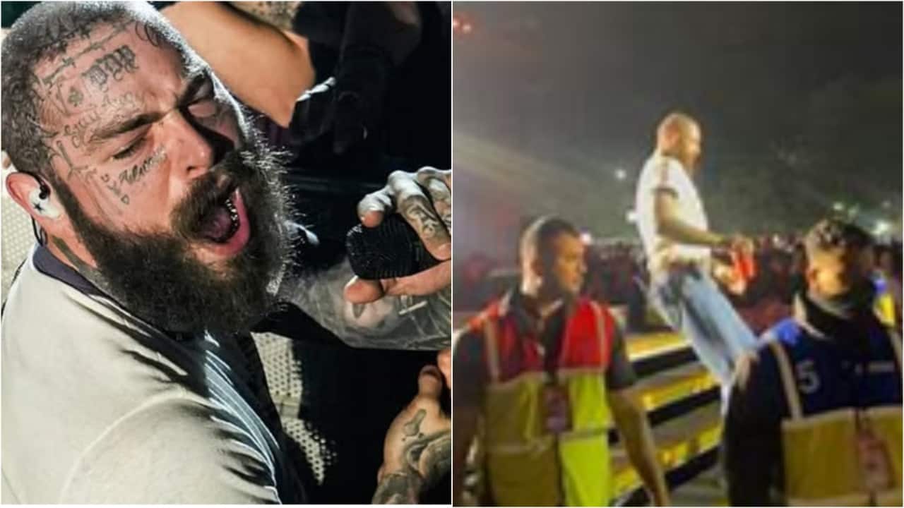 Post Malone SLIPS from stage during Guwahati concert; fans react, 'No Postie don’t break a leg' - watch video