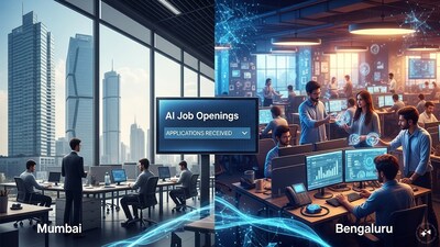 Beyond the two largest hubs, Delhi-NCR, which holds 18% of India’s AI talent and 12% of job postings, shows a relatively balanced market.