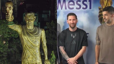 Lionel Messi unveils 70-foot statue at Lake Town in Kolkata
