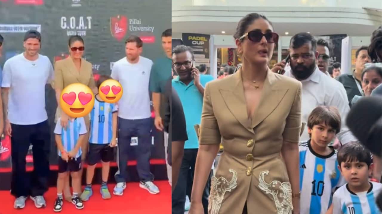 Kareena Kapoor y sus hijos conocen a Lionel Messi en Mumbai durante su gira GOAT 2025
