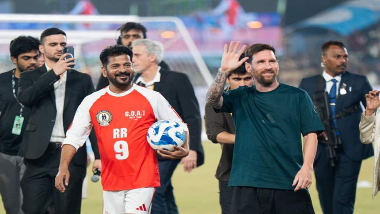 Revanth Reddy’s wide pass to Lionel Messi sparks buzz online | Watch