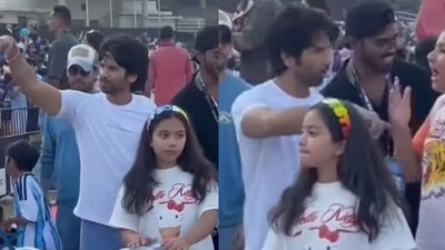 Shahid Kapoor with his kids at Messi GOAT tour in Mumbai