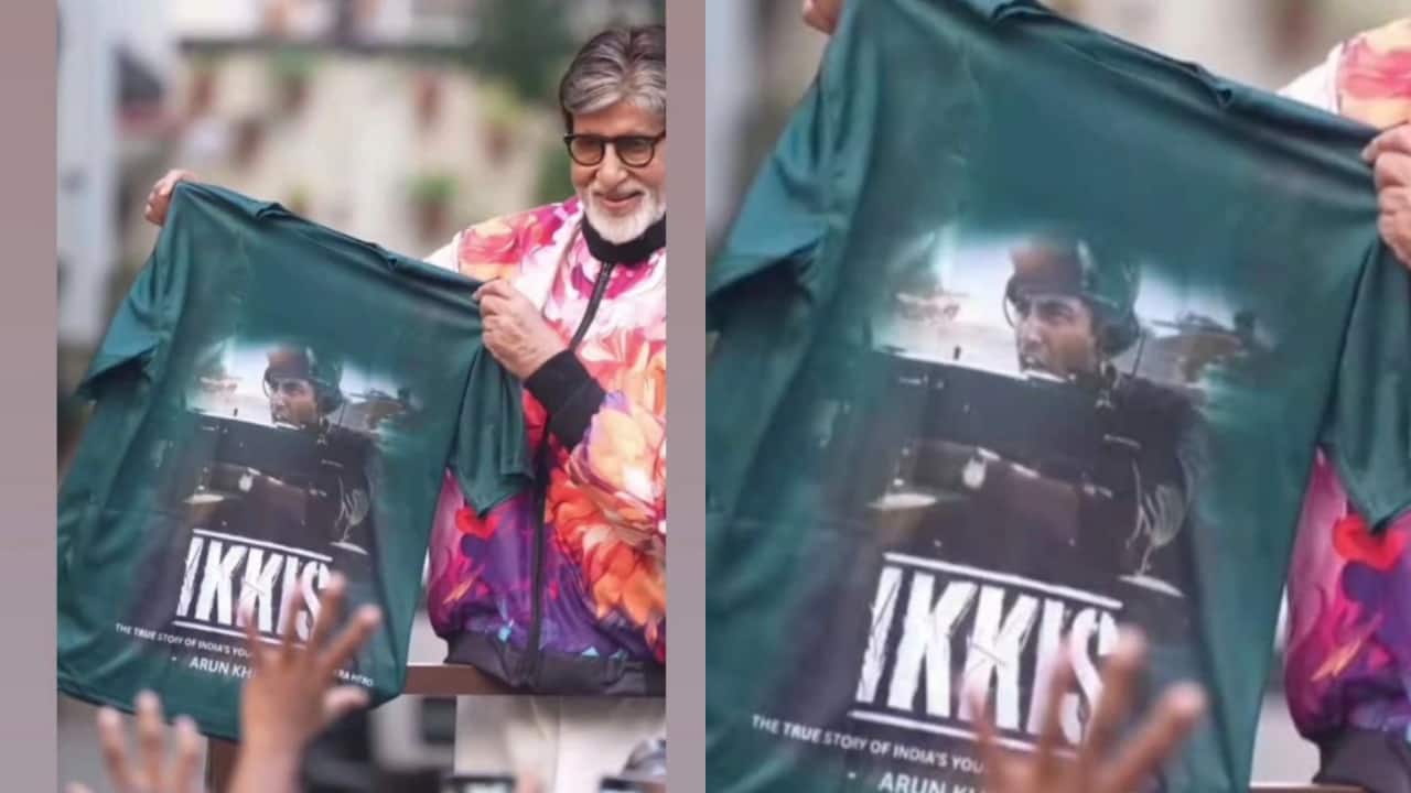 Proud nana Amitabh Bachchan distributes grandson Agastya Nanda’s Ikkis T-shirts with fans at Sunday Meet