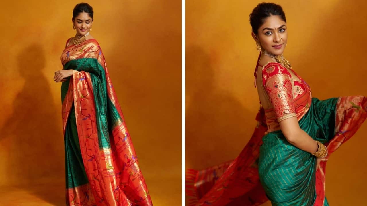 Mrunal Thakur stuns in a jewel-toned Paithani saree; fans can’t get enough of her Maharashtrian look